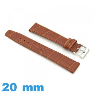 Bracelet montre Marron clair Cuir véritable de veau  plat 20 mm