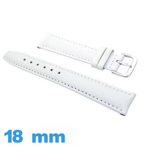 Bracelet montre Blanc Vrai cuir Lisse Rembourré 18mm