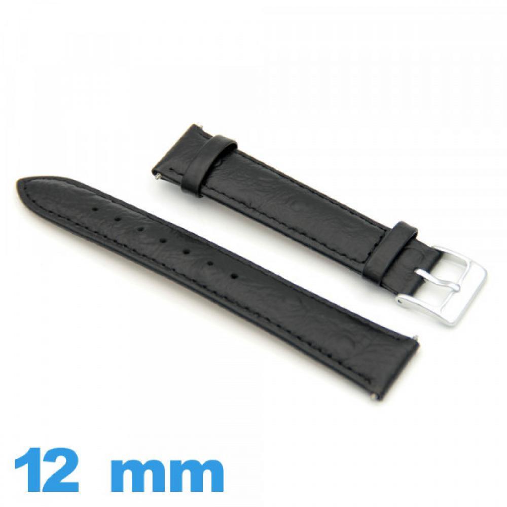Bracelet Montre En Cuir Véritable Noir 20mm - Style Militaire, Neuf Avec étiquettes
