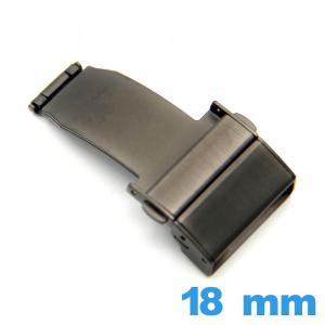 Attache 18 mm Noir Métal Acier déployant avec bouton ouverture