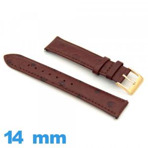 Bracelet pour montre Rouge Bordeaux Vrai cuir   14 mm