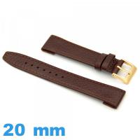 Bracelet pour montre Rembourré 20 mm marron Cuir véritable de veau italien cousu