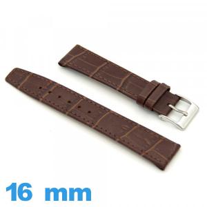 Bracelet Cuir Marron 16 mm plat montre 