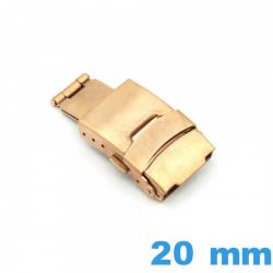Boucle 20 mm Or rose déployant Acier avec bouton ouverture