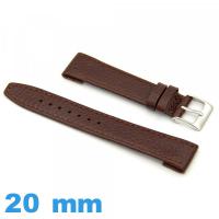 Bracelet Cuir véritable 20 mm Rembourré pour montre Grain Buffle