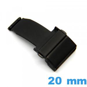 Fermoir 20 mm Noir Acier déployant avec bouton ouverture