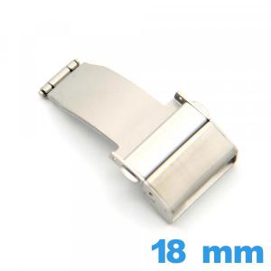 Fermoir Argenté Acier déployant 18 mm bouton