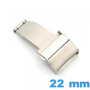 22 mm Attache déployant Argenté Acier avec bouton ouverture