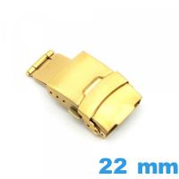 22 mm Doré Boucle déployant Acier avec bouton ouverture