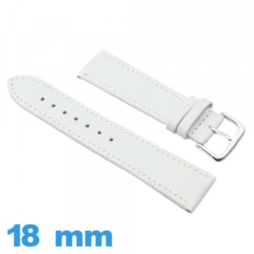 Bracelet De Montre En Cuir Blanc - Largeur 18mm - Fermoir Ardillon - Neuf Avec étiquettes