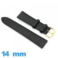 Bracelet Faux cuir Noir montre 14 mm Plat 