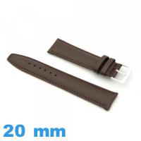 Bracelet 20mm de montre brun Cuir véritable Rembourré Lisse