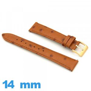 Bracelet Vrai cuir 14mm Rembourré pour montre Cuir autruche