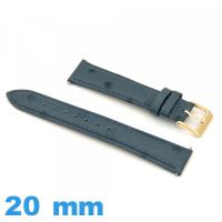 Bracelet 20mm Bleu pour montre  Cuir 