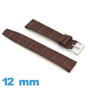 Bracelet 12 mm pour montre Marron Cuir  Texturé Alligator