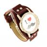 Montre moustache pas chère tendance bracelet force marron