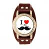 Montre moustache pas chère tendance bracelet force marron