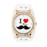 Montre moustache tendance blanche