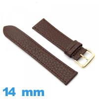 Bracelet 14 mm pour montre brun foncé Faux cuir  