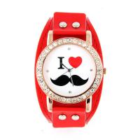 Montre moustache tendance rouge