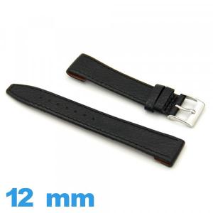 Bracelet Cuir Noir pour montre 12mm  