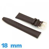 Bracelet de montre Rembourré 18mm marron foncé Cuir