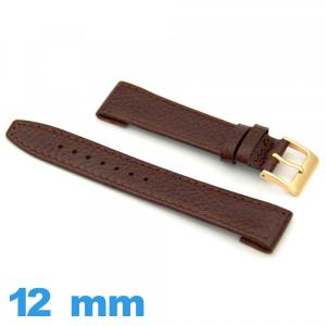 Bracelet 12 mm pour montre brun Cuir Rembourré 