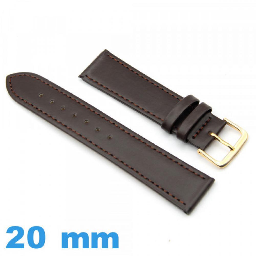 Bracelet Montre Cuir Véritable Marron 20mm - Neuf Sans étiquette, Fait Main En France, Vintage