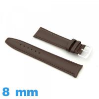 Bracelet de montre Vrai cuir Lisse  8 mm