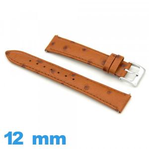 Bracelet Cuir  12mm pour montre Cuir autruche