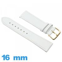 Bracelet pour montre Plat 16 mm Blanc Cuir de veau vegan/synthétique