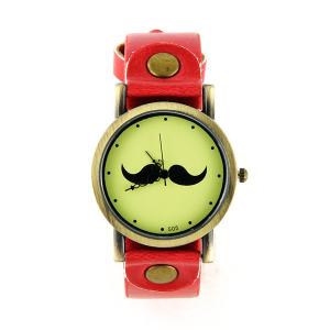 Montre moustache vintage rouge