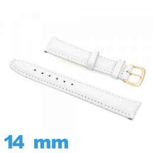 Bracelet pour montre Rembourré 14 mm Blanc Cuir véritable de veau