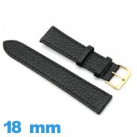 Bracelet pour montre  18mm Noir Cuir Synthétique Vegan