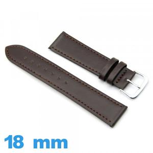 Bracelet de montre Marron foncé Cuir vegan Lisse  18 mm