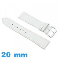 Bracelet de montre Blanc Cuir vegan  Plat 20mm