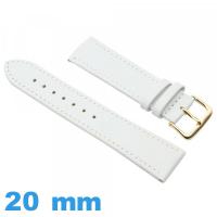 Bracelet 20 mm Blanc de montre  Faux cuir 