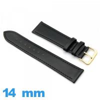 Bracelet montre Noir Cuir Synthétique Vegan   14mm