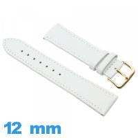 Bracelet 12mm montre Blanc Faux cuir  