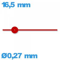 Aiguille (seconde) rouge mouvement montre à l'unité Suisse diam : 0,27mm   taille : 16.5mm