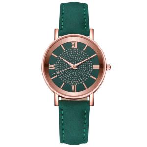 Petite montre femme pas chère vert chiffres romains