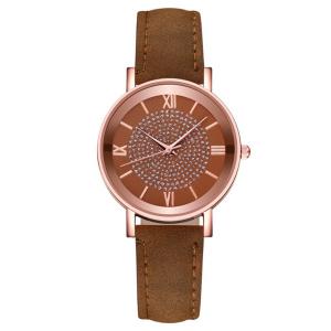 Petite montre femme pas chère marron chiffres romains