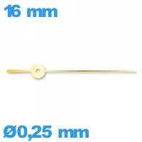 Aiguille  mouvement de montre doré  Ø0,25 mm  taille : 16 mm des secondes 