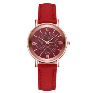 Petite montre rouge femme pas chère chiffres romains