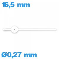 Aiguille Suisse diamètre : 0,27mm  taille : 16.5mm (seconde) blanc de mouvement montre seule
