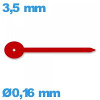 Aiguille seule  de montre rouge diam : 0,16 mm  long : 3,5mm  de sous-cadran 