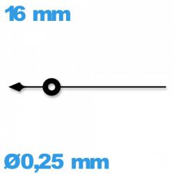Aiguille  diamètre : 0,25 mm longueur : 16mm cadran principal (seconde) noir de mouvement de montre seule