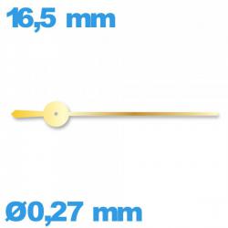 Aiguille des secondes doré mouvement   Suisse diamètre : 0,27 mm  taille : 16.5 mm