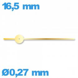 Aiguille doré seule  Ø0,27 mm longueur : 16.5 mm cadran central des secondes de mouvement montre