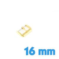 Boucle ardillon acier dorée pour bracelet montre cuir, plastique, silicone 16 mm